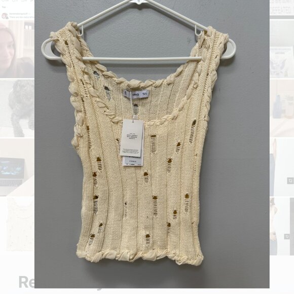 BRAND NEW Mango Ivory Knit Tank Top in Small - Picture 4 of 5